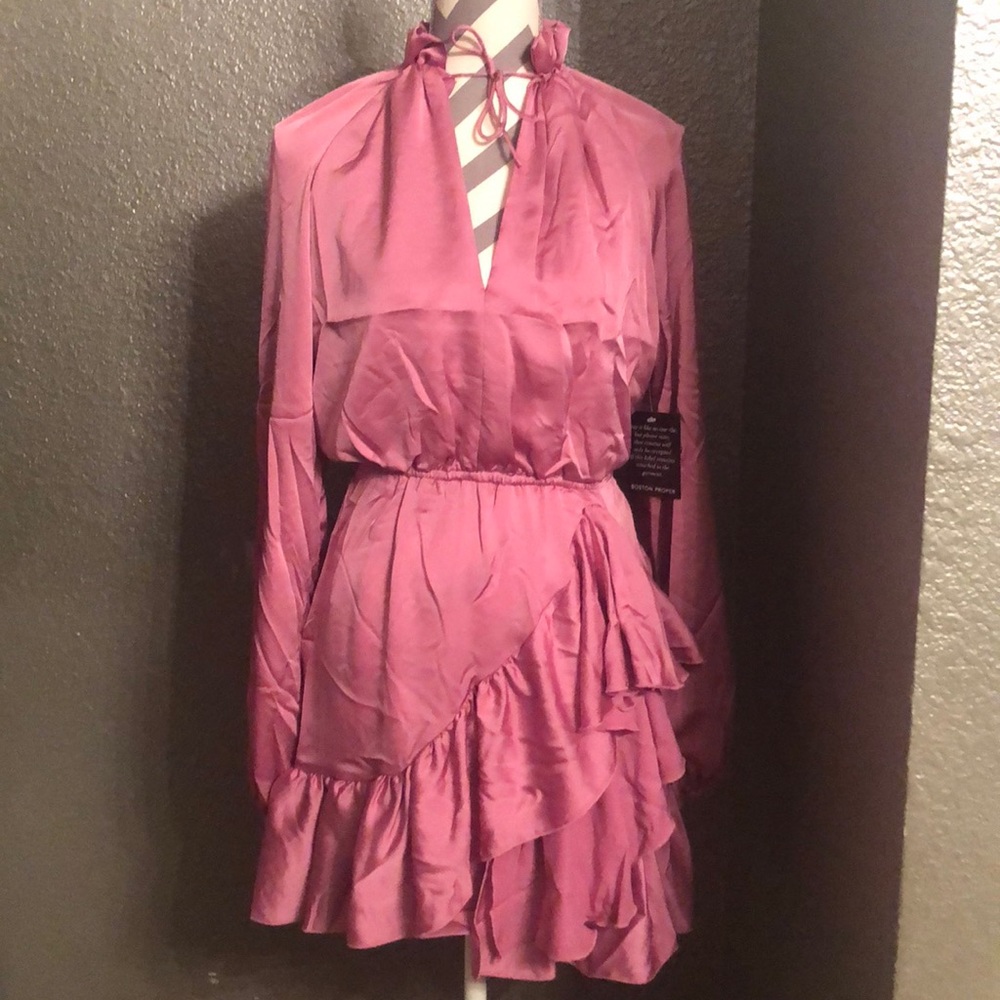 Pink ruffle mini dress